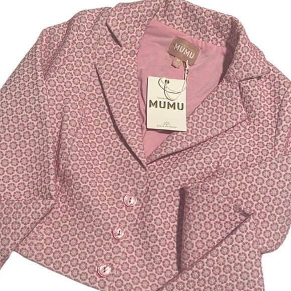 Show Me Your Mumu Pink Daisy Jacquard Floral Crop Jacket Size M NWT - Picture 1 of 12